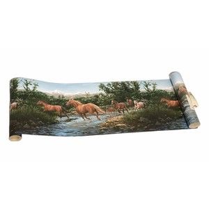 Wild Horses Wallpaper Border‎ - Horse Crossing Stream 10.25" Wide 1999 Hautman